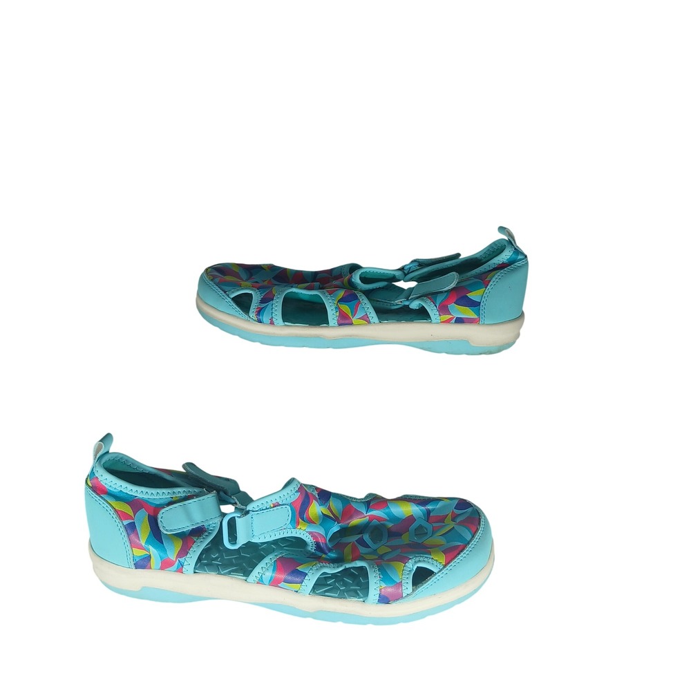 Lands' End Water Shoes Size 7 Youth Aqua Multi-Color Geometric Sport Sandals